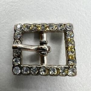 Silver Tone Rhinestone Simple Basic Small Belt Buckle